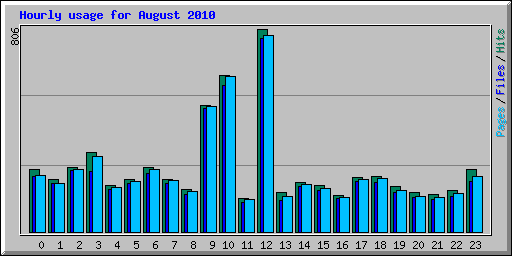 Hourly usage for August 2010